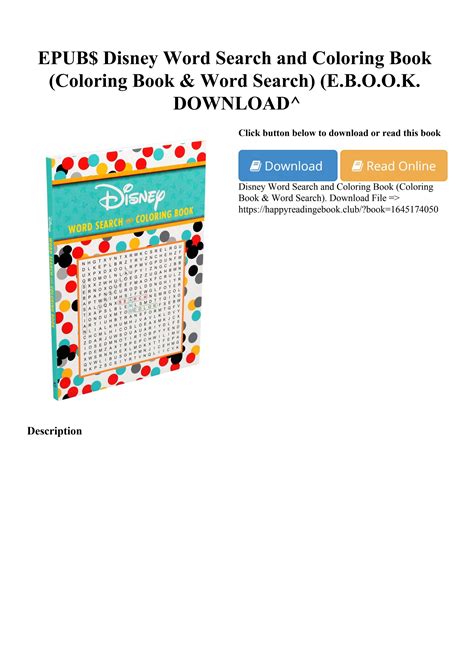 Epub Disney Word Search And Coloring Book Coloring Book And Word Search