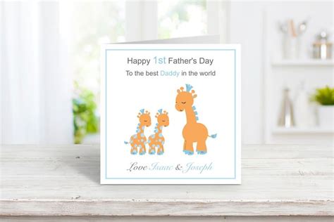Personalised Fathers Day Card From Twin Boys Handmade 1st Fathers