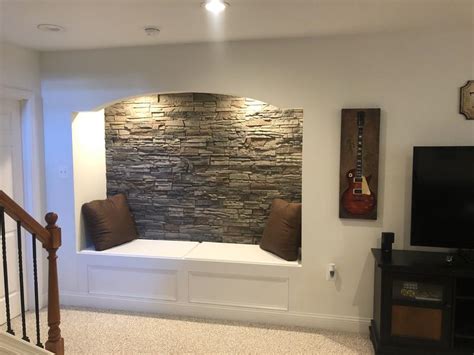 Stacked Stone Basement Accent Wall Diy Idea Genstone
