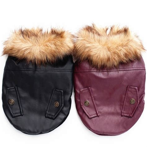 Glorious Kek Dog Coat Fur Collar Pu Leather Best ⋆