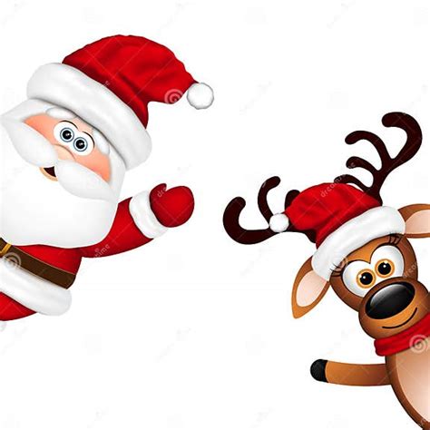 Funny Santa And Reindeer On White Background Stock Vector Illustration Of Claus Winter 82122329