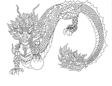 Chinese Dragon Coloring Page Sketch Coloring Page