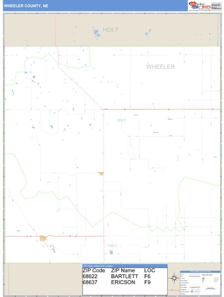 Wheeler County Nebraska Zip Code Wall Map