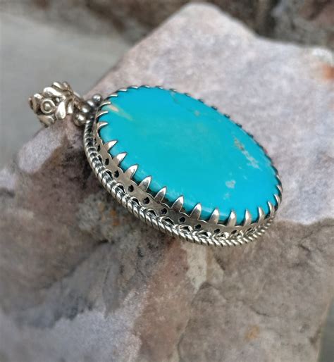 Buy Genuine Turquoise Sterling Silver Pendant Handmade Online In