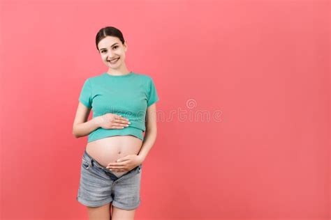 Naked Pregnant Woman On Her Third Month On White Stock Photo Image Of