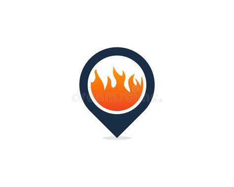 Fire Pin Point Icon Logo Design Element Stock Vector Illustration Of