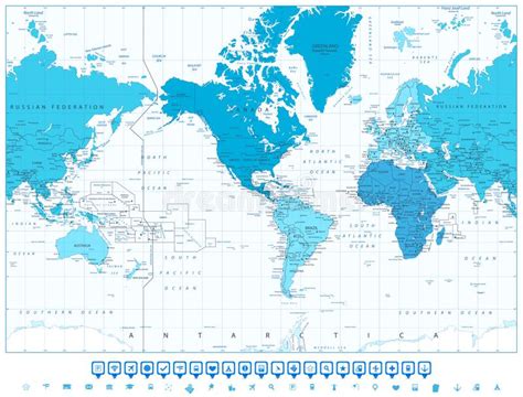 Mapa Del Mundo Político Altamente Detallado Con Un Sistema Brillante De