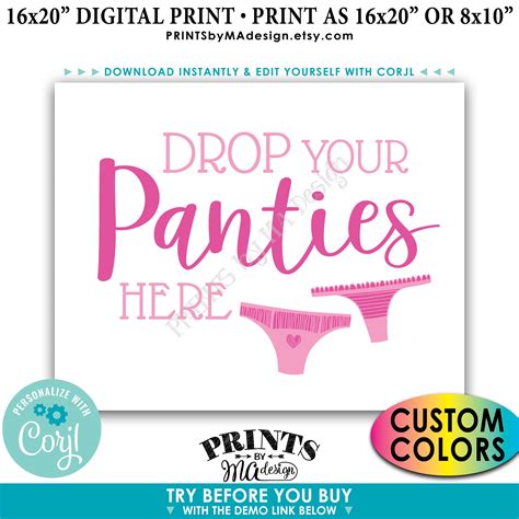 Drop Panties Here Panty Game Bridal Shower Bachelorette Party Game Idea Diy Printable 8x10