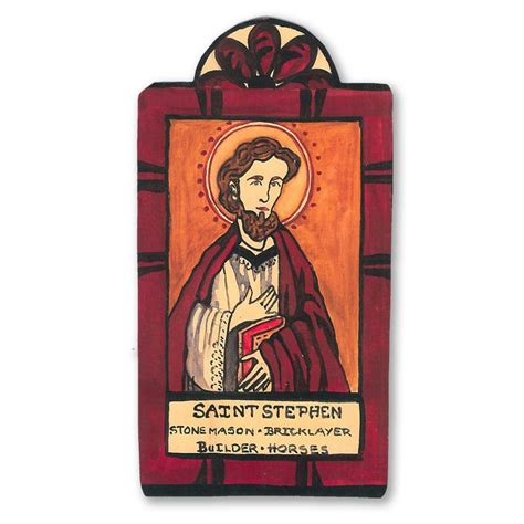 St Stephen Patron Saint Of Builders And Stonemasons Retablo By Lynn