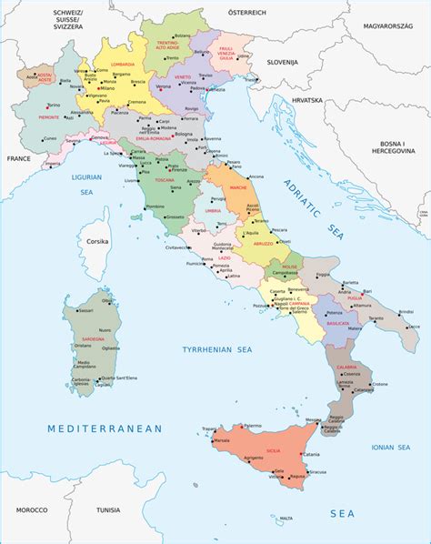 Die italien karte bietet eine übersicht über alle regionen italiens. Italien