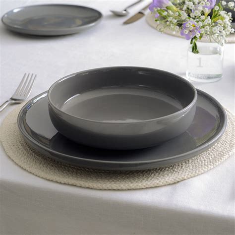 Stockholm Grey Stoneware Dinner Set With Pasta Bowls 12 Piece 4