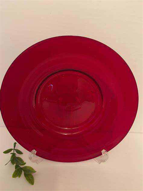 Vintage Hand Blown Red Glass 10 Serving Plate Mexican Red Etsy