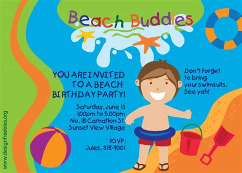 Download beach party invitation stock vectors. Free Exclusive Kiddie Beach Party Birthday Vector ...