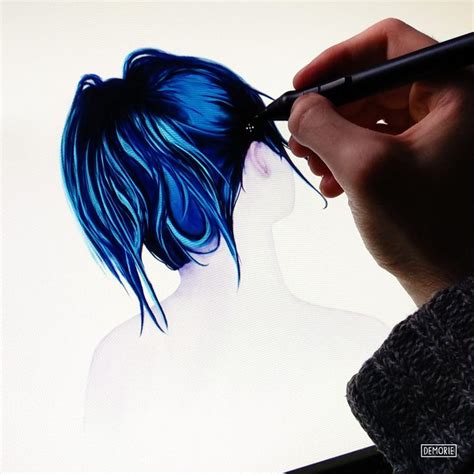 Blue Hair Drawing Work In Progress How To Draw Hair Digital