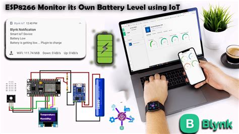 Esp8266 Monitor Its Own Battery Level Using Blynk Iot For Battery