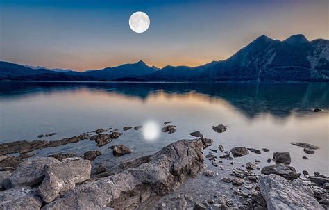 Twilight Moon Mountains Wallpapers Wallpaper Cave