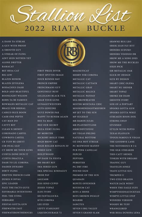 The Official Riata Buckle Stallion List And Riata Buckle Website