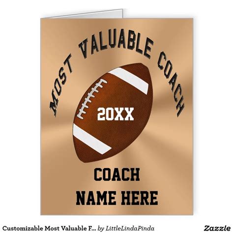 Customizable Most Valuable Football Coach Cards Zazzle Football