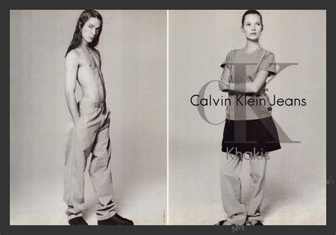 Calvin Klein Jeans Khakis Kate Moss 1990s Print Advertisement 2 Pages