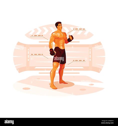 Boxer In The Ring Male Boxer Vector Illustration In Cartoon Style