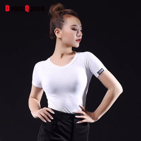 Best Seller Latin Dance Shirts For Ladies White Color Modal Latino