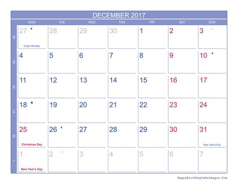 December 2017 Calendar Printable Template Good And Meaningful