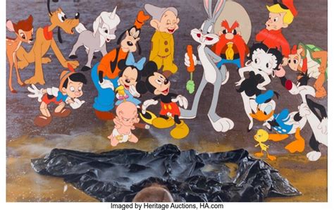 Who Framed Roger Rabbit Toon Town Characters Production Cel Setup Walt Disneyamblin 1988 By