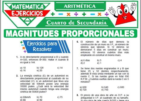 Ejercicios De Magnitudes Proporcionales Para Cuarto De Secundaria