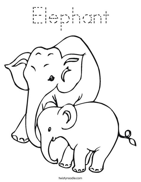 Elephant Coloring Page Tracing Twisty Noodle