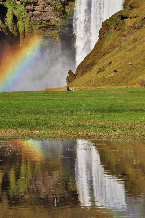 Rainbow At Skogafoss Iceland Stock Photo Image Of River Beauty