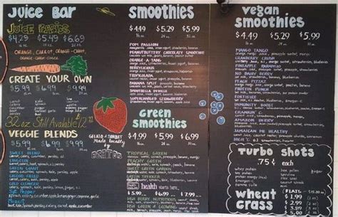 When buying juice from a juice bar—even in a health food store, caution should be used to make sure the juice is organic. The menu at Whole Foods Tempe's juice and smoothie bar ...