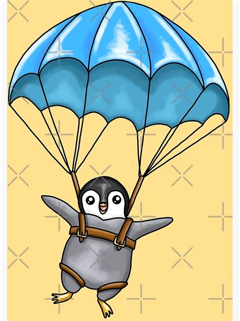 Happy Penguin With Parachute Canvas Print For Sale By Artemyzz
