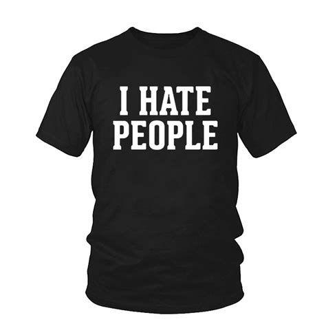 Buy I Hate People Letters Print Women T Shirt Casual