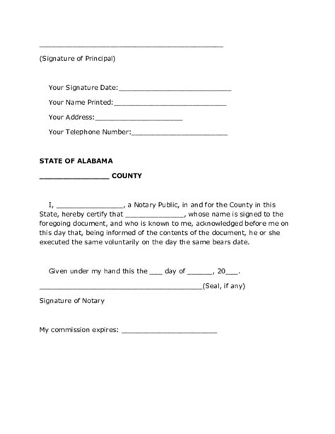 Durable Power Of Attorney Form Alabama Free Download