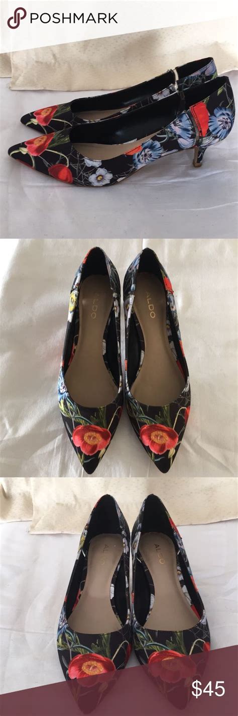 Aldo floral design black shoes sz6