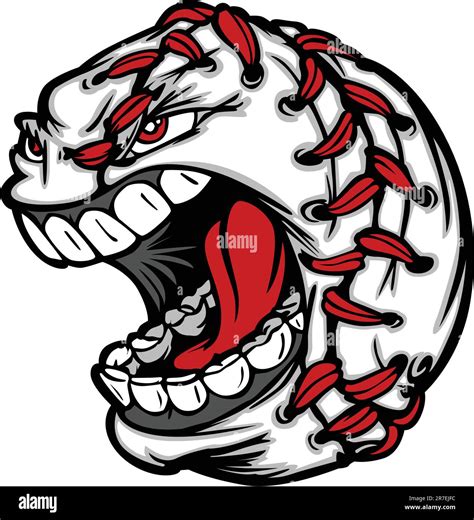 Cartoon Baseball With Screaming Face Stock Vector Image And Art Alamy