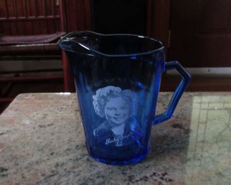 Vintage Hazel Atlas Shirley Temple Cobalt Blue Glass Pitcher Creamer