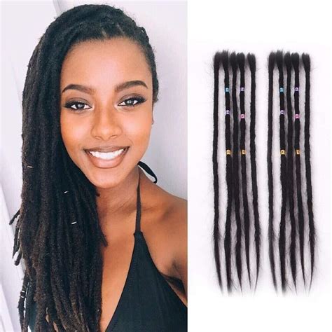 They are typically made from synthetic hair extensions looped through your natural hair (braided into cornrows). DSoar Straight Hair Dreads Women dreadlocks Extensions ...
