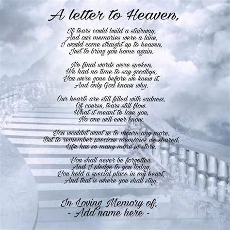 Personalised Memorial Rememberance Poem In Loving Memory Of Print