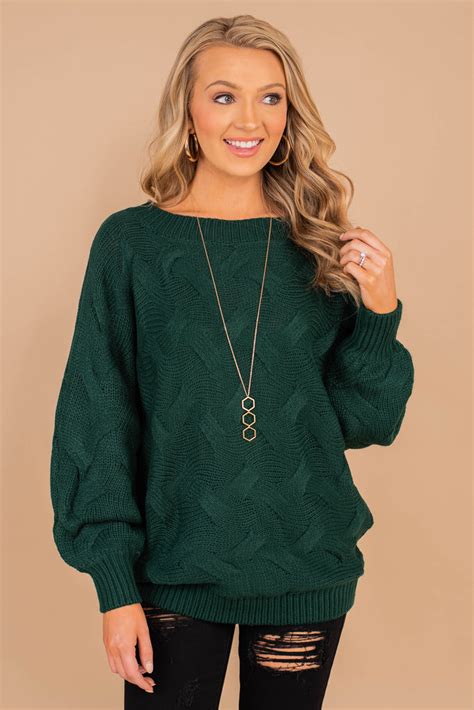 Classic Warm Hunter Green Sweater Loose Knit The Mint Julep Boutique