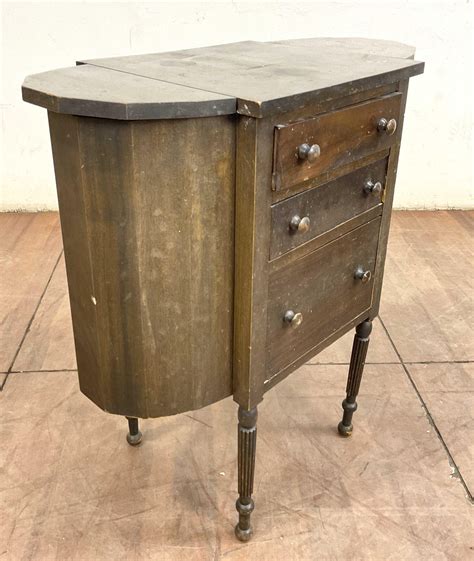 Lot Vintage Wood Sewing Cabinet