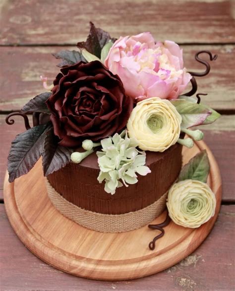 Chocolate Cake And Flowers By Elena Ujshag Cake Flower Cake Cake