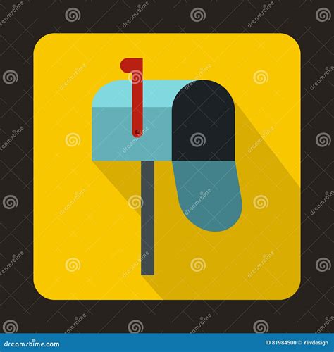 Open Blue Mailbox Icon In Flat Style Stock Vector Illustration Of