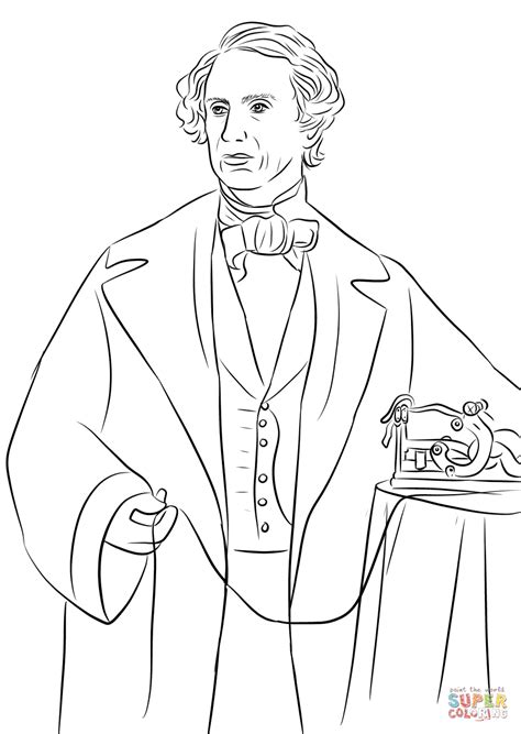 Samuel Morse With His Invention The Telegraph Coloring Page Free Printable Coloring Pages
