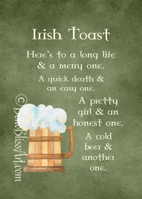 Irish Toast Heres To A Long Life And A Merry One A Quick Etsy