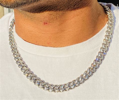 Mens 10mm Miami Cuban Link Chain Necklace 14k Gold 5x Layered Cuban