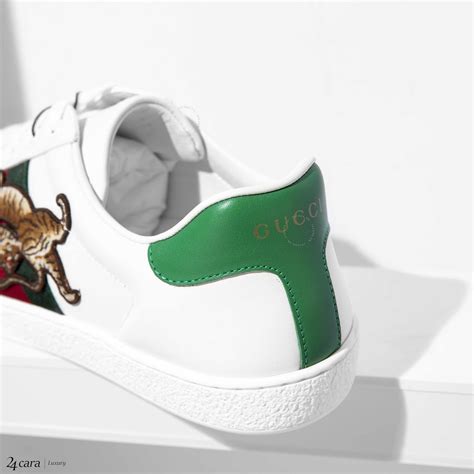 Gucci Ace Low Top Tiger Embroidered Sneakers With Web