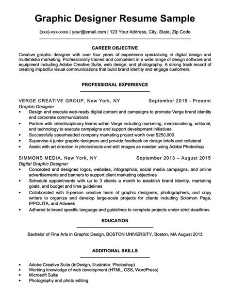 Graphic Design Resume Sample And Writing Tips Resume Companion
