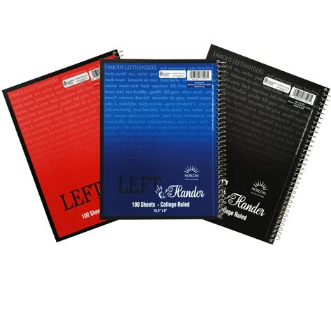 Norcom 3 Pack 100 Count Left Handed Spiral Notebook College Ruled