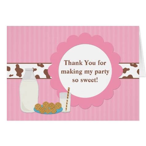 Milk And Cookies Birthday Party Thank You Stationery Note Card Zazzle